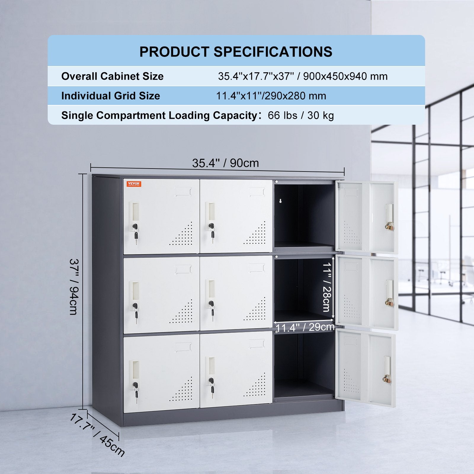 Vevor Metal Locker 9-Door Employee Storage Cabinet 540