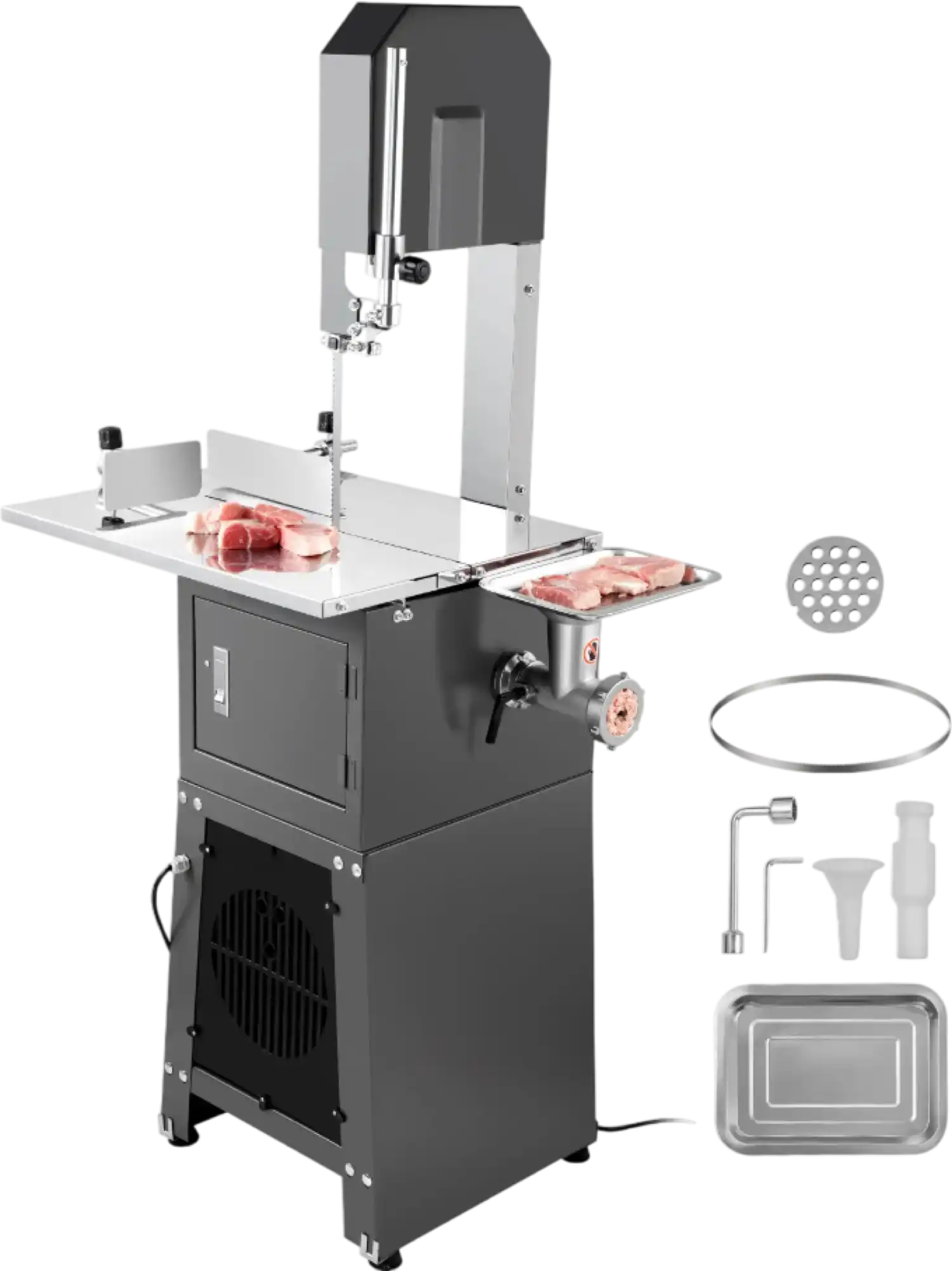 Vevor Commercial Electric Meat Bandsaw 850W with Grinder Stainless Steel 7