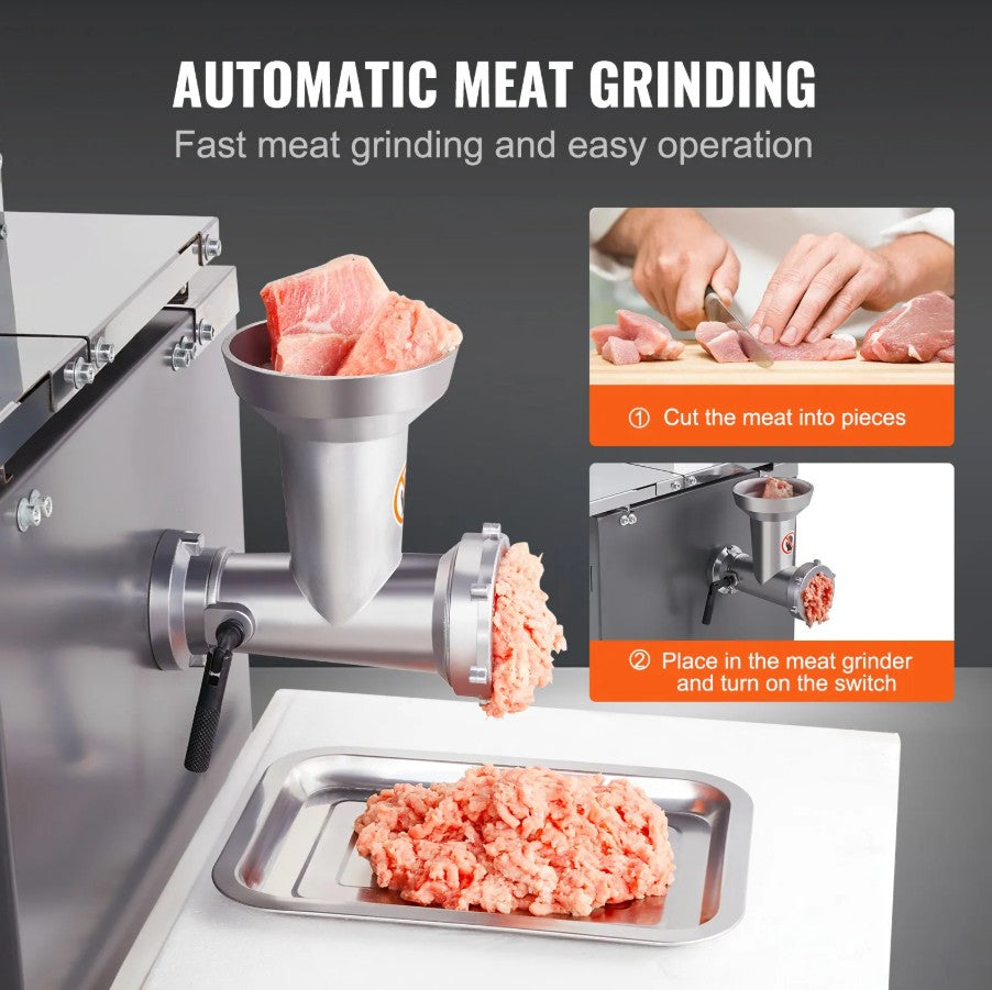 Vevor Commercial Electric Meat Bandsaw 850W with Grinder Stainless Steel 7" Cut Thickness New