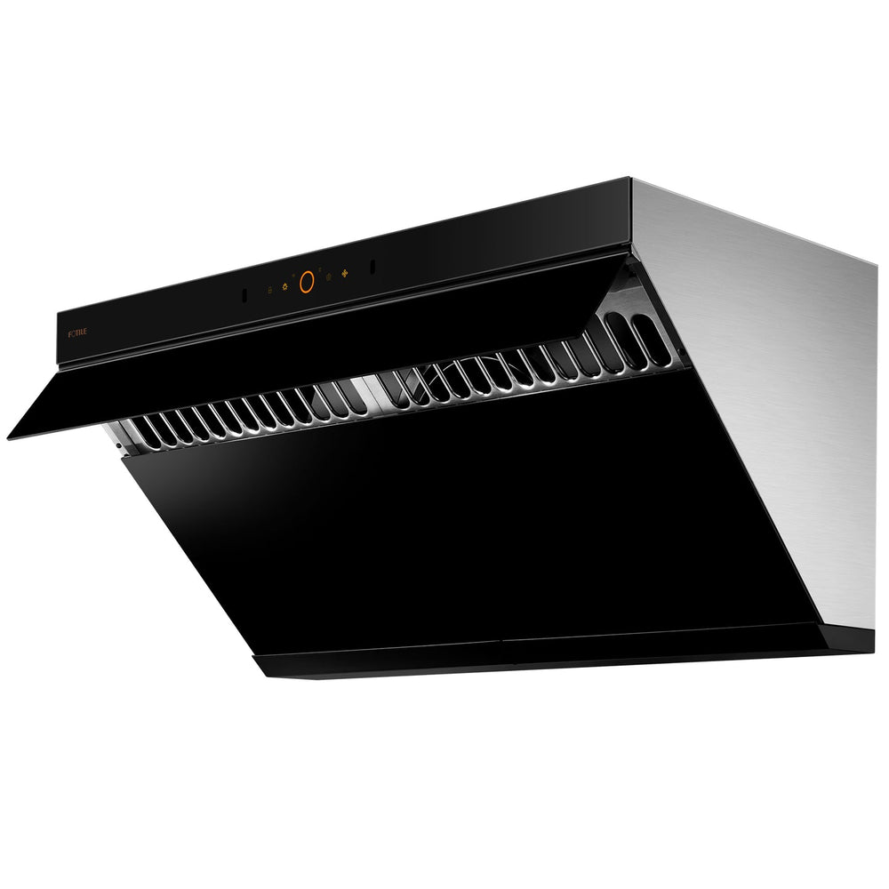 FOTILE 36-inch VentiCore under-cabinet/wall-mount range hood JQG9015, right side view, open