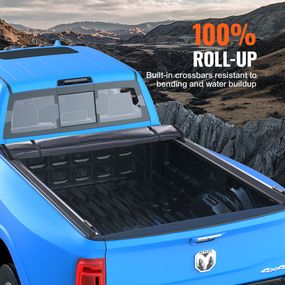 Vevor Roll Up Tonneau Cover for 6.4' x 5.5' Truck Bed 2002-2018 Dodge Ram 1500 2019-2024 Classic Soft PVC New