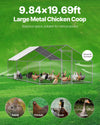 Vevor Walk-In Metal Chicken Coop 9.8' x 19.6' x 6.5' with Galvanized Steel Frame and Spire Roof New