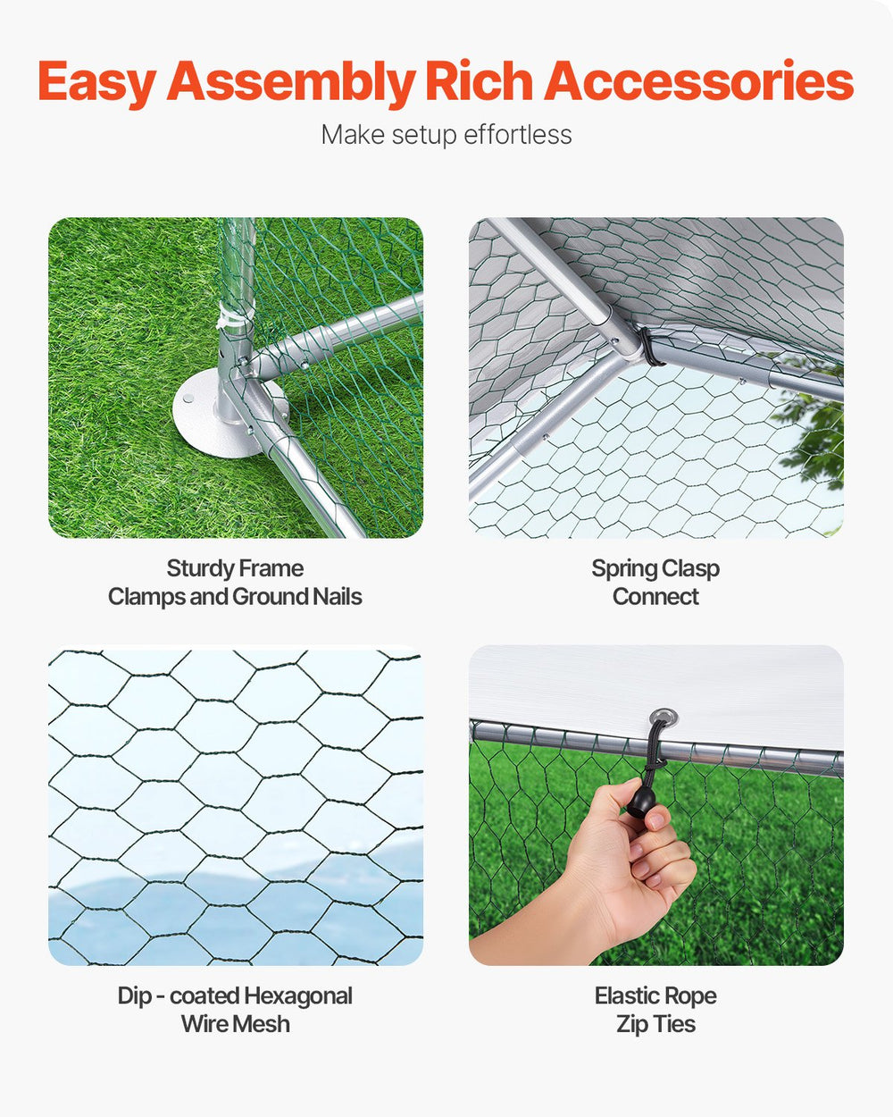 Vevor Walk-In Metal Chicken Coop 9.8' x 19.6' x 6.5' with Galvanized Steel Frame and Spire Roof New