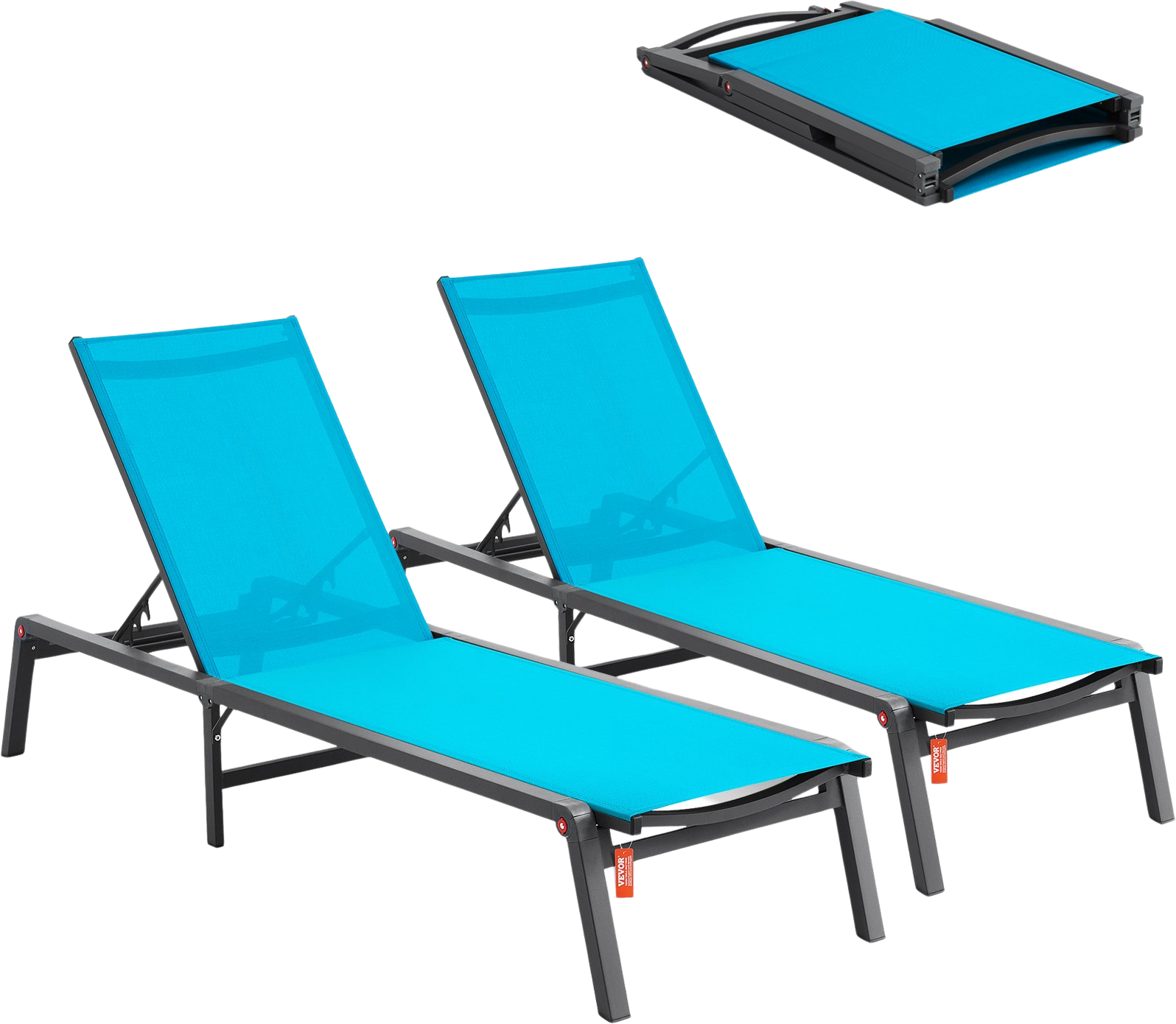 Vevor Lounge Chair 2-Piece Outdoor Patio Chaise Set 5-Position Adjustable Foldable Design New