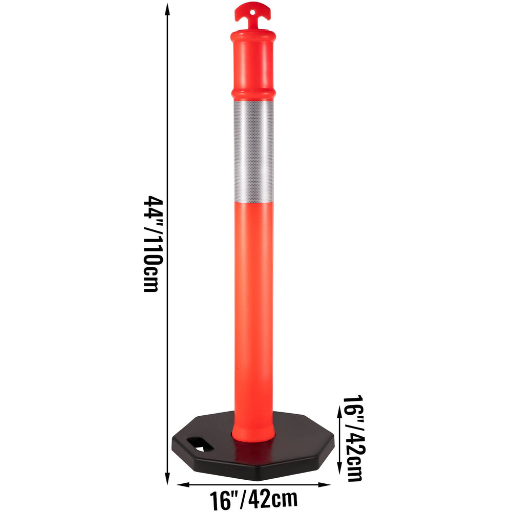 Vevor Traffic Delineator Posts 44" Height 10" Reflective Band with Rubber Base 5-Pack New