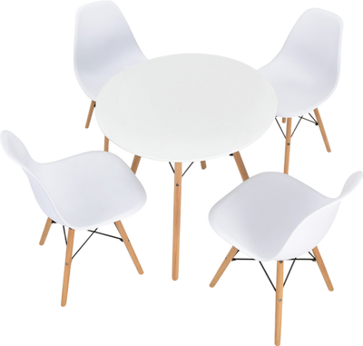 Costway Dining Table Set 5 Piece with Solid Wood Legs and Ergonomic Chairs New