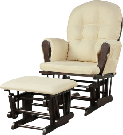 Costway Chair Wood Glider and Ottoman Set with Padded Armrests and Storage New