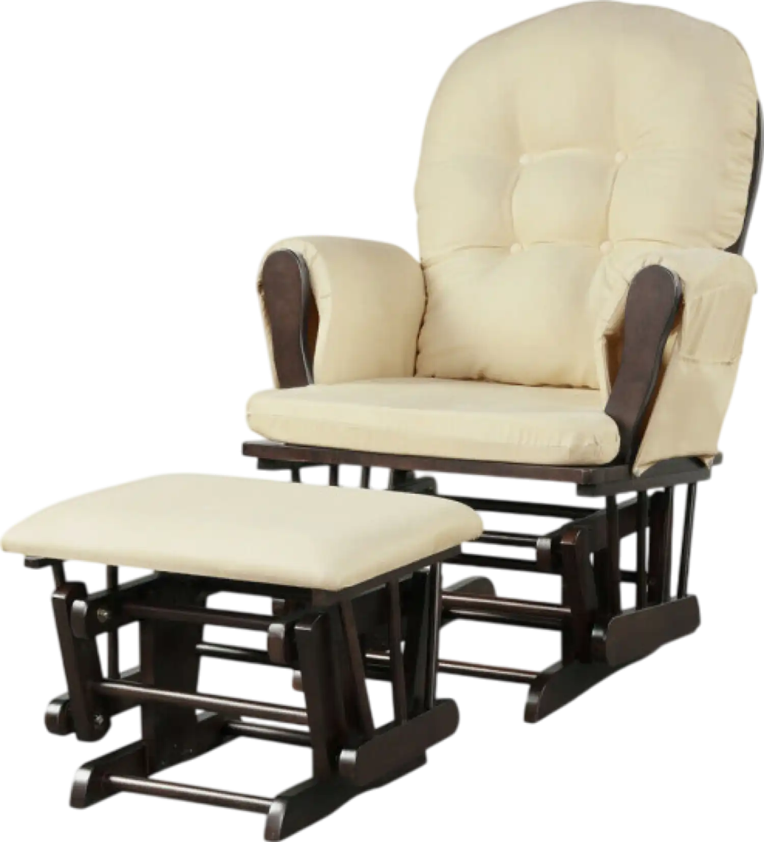 Costway Chair Wood Glider and Ottoman Set with Padded Armrests and Storage 78096432 New
