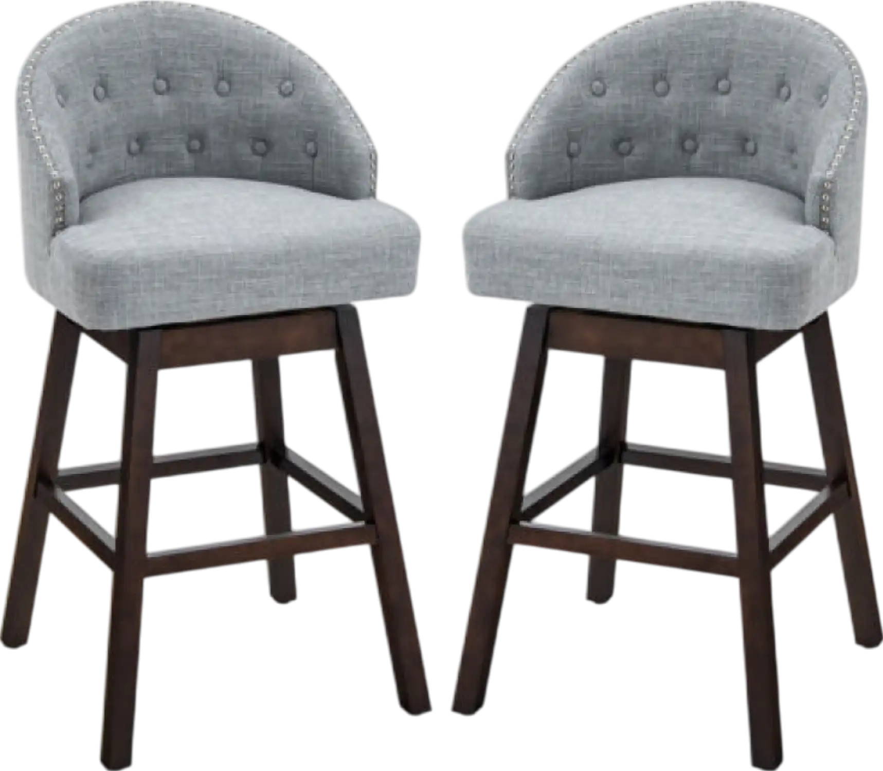 Costway Bar Stools Set of 2 Swivel Chairs with Rubber Wood Legs and Padded Backrest 04279856 New