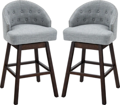 Costway Bar Stools Set of 2 Swivel Chairs with Rubber Wood Legs and Padded Backrest 04279856 New