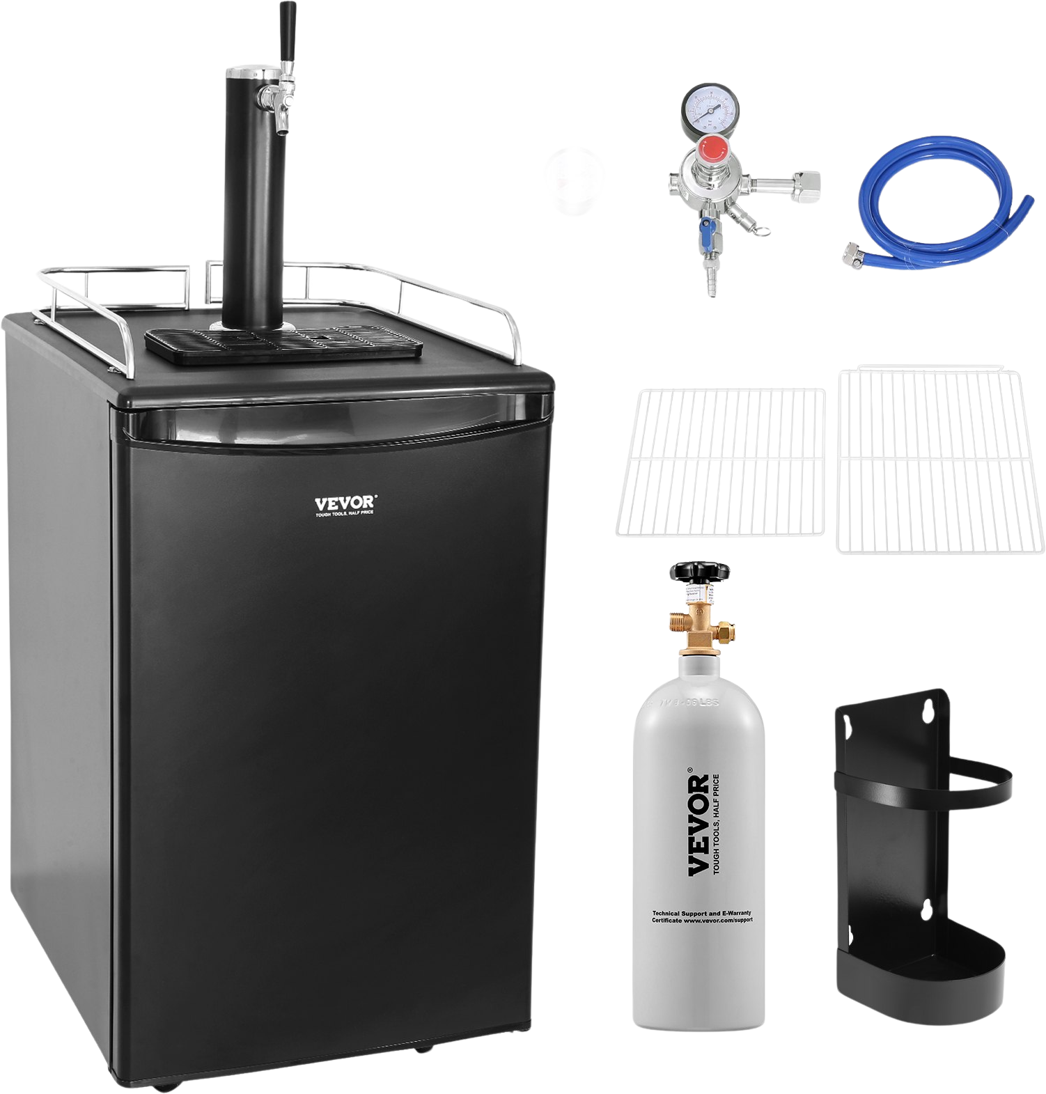 Vevor Beer Kegerator Single Tap Draft Beer Dispenser Full Size Keg CO2 Cylinder 32-50°F Temperature Control Black New