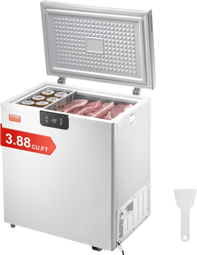 Vevor Chest Freezer 3.88 Cu. Ft. 110 L Deep Freezer with Adjustable Thermostat New