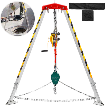 Vevor Confined Space Tripod Kit 1200 Lbs Winch Manual Handle 7' Adjustable Legs 98' Cable 32.8' Fall Protection New