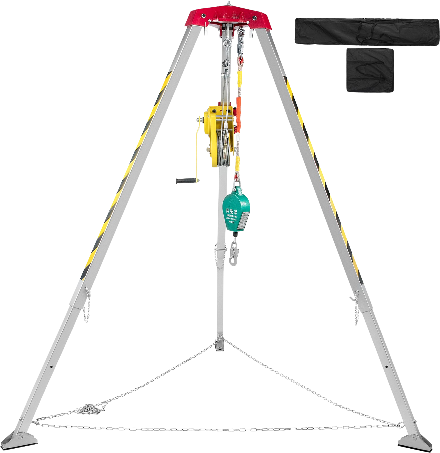 Vevor Confined Space Tripod Kit 1800 Lbs Winch Manual Handle 8' Adjustable Legs 98' Cable 32.8' Fall Protection New