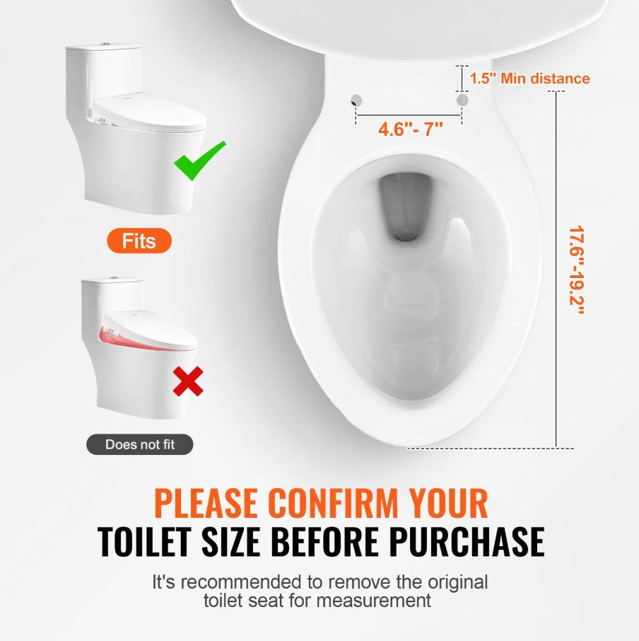 Vevor Electric Smart Bidet Toilet Seat Heated Elongated Seat with Remote Control New