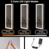 Mirrored jewelry armoire in rustic brown with 3 LED light modes, full-length mirror, and ample storage for jewelry.