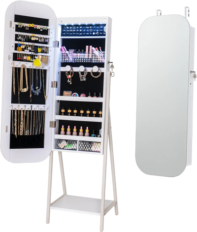Costway Full-Length Mirror Jewelry Cabinet Armoire Large Storage 54565623 New