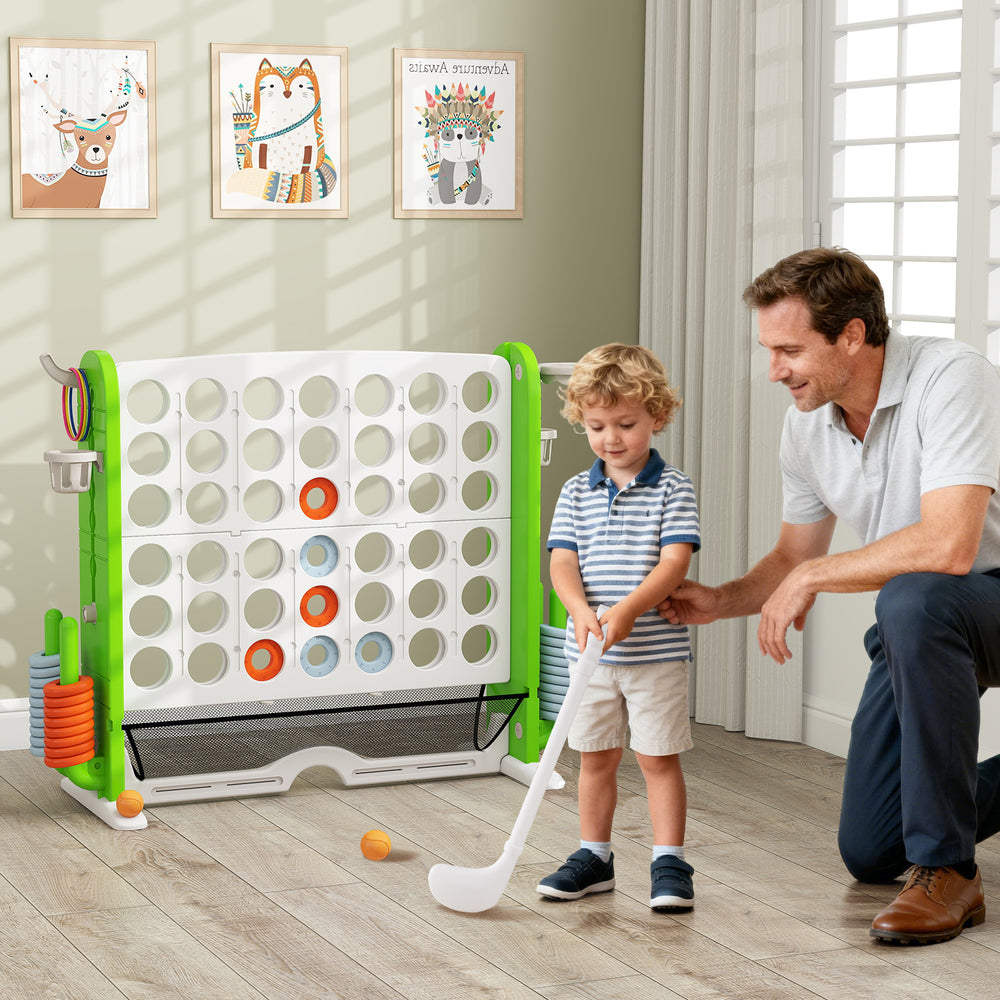 Jumbo 4-to-Score Game with Ring-toss and Basketball Hoop-Green - Gallery View 1 of 10