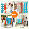 Jumbo 4-to-Score game featuring basketball hoop, ring toss, and adjustable height for versatile 4-in-1 fun.