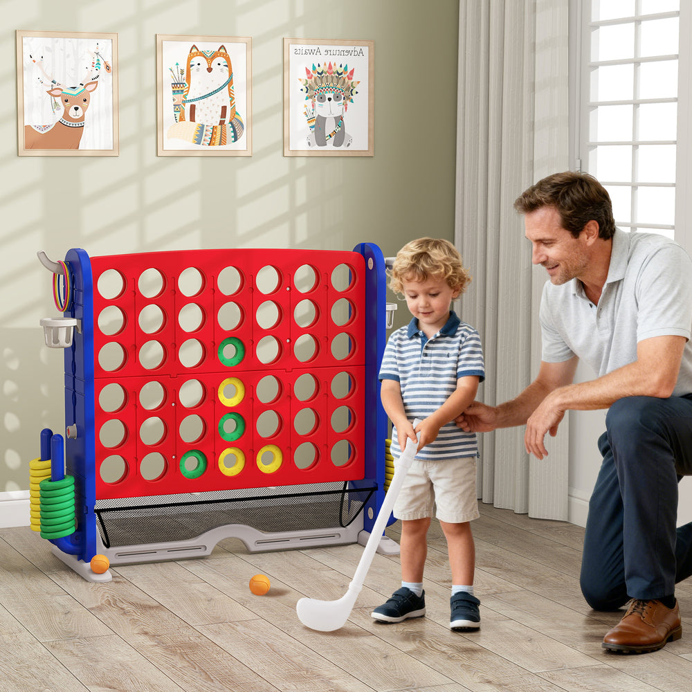 Jumbo 4-to-Score Game with Ring-toss and Basketball Hoop-Red - Gallery View 1 of 10