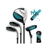 Junior complete golf club set for kids aged 8-10, featuring a driver, irons, putter, and a lightweight stand bag.