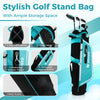 Junior golf stand bag in blue with 4-way top organizer and multiple pockets, designed for kids aged 8-10 years.