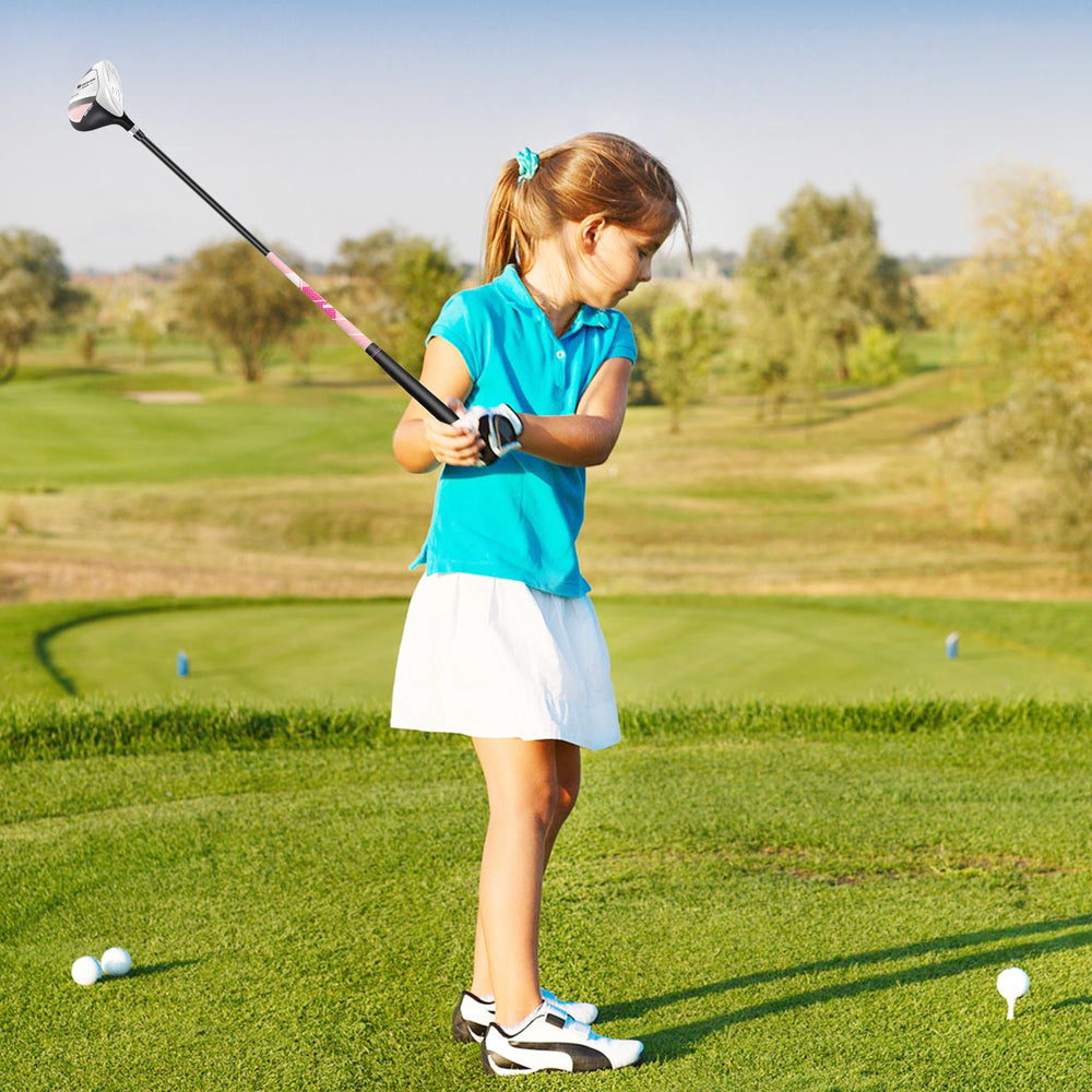 Junior Complete Golf Club Set for Kids with Rain Hood Right Hand Children Golf Age 8-10 Years Old-Pink - Gallery View 1 of 10