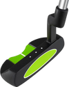 Junior mallet putter with green accents, lightweight aluminum head, designed for kids aged 8-10 for accurate putting.