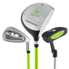 Junior mallet putter with lightweight aluminum head, stainless steel shaft, and non-slip grip, ideal for kids aged 8-10.