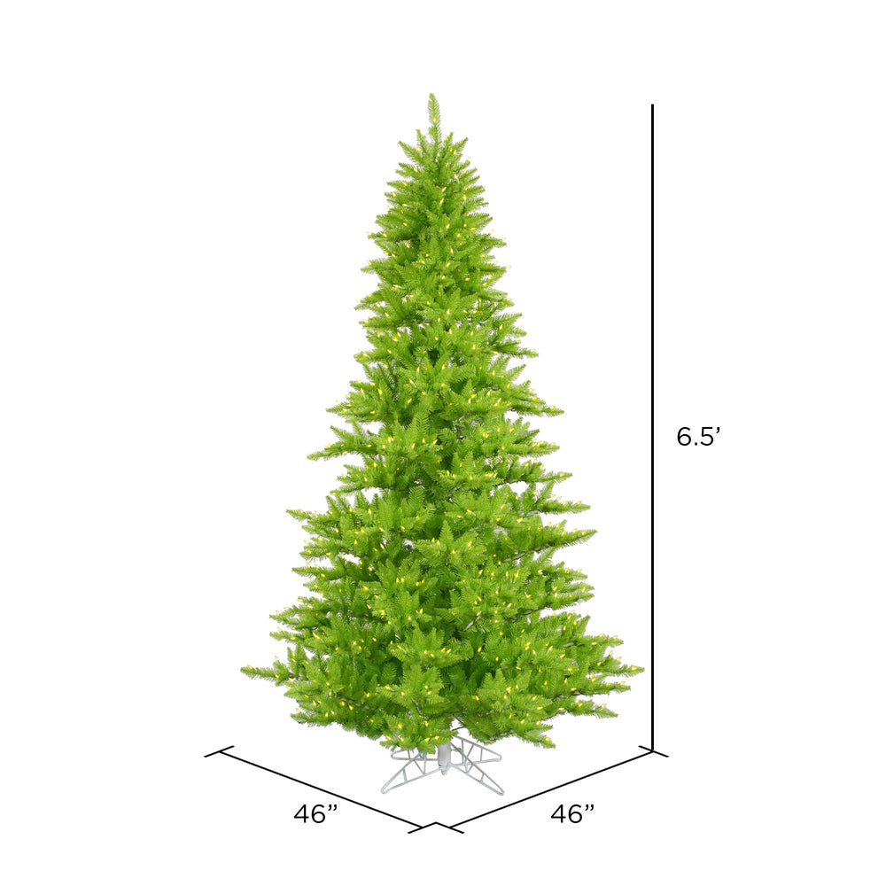 Vickerman Lime Fir Artificial Christmas Tree 6.5' x 46" with Lime LED Lights New