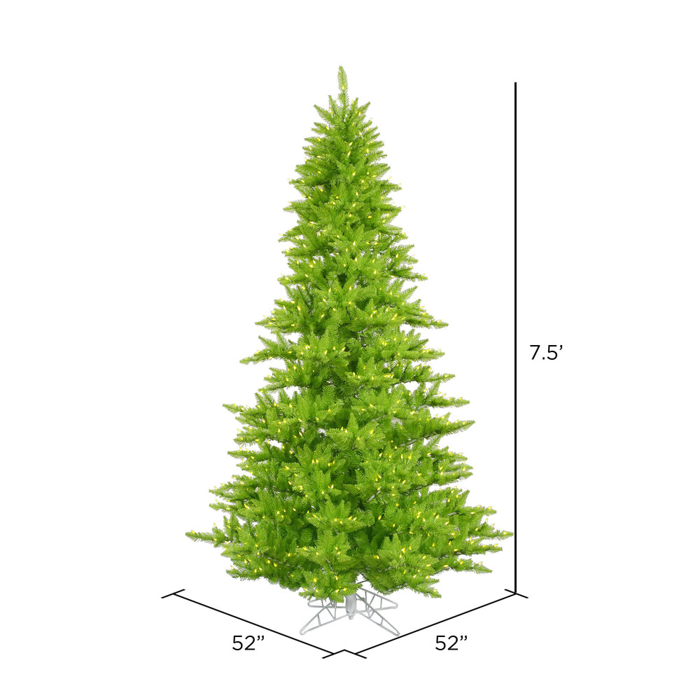Vickerman Lime Fir Artificial Christmas Tree 7.5' x 52" with Lime LED Lights New