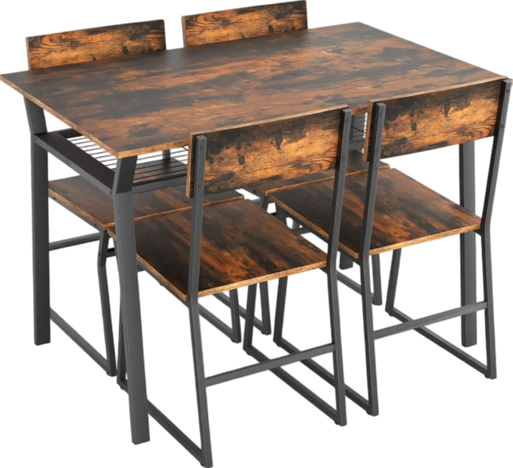 Costway Dining Room Set 5 Piece with Rectangular Table Storage Rack and Metal Frame New