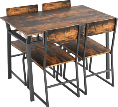 Costway Dining Room Set 5 Piece with Rectangular Table Storage Rack and Metal Frame New