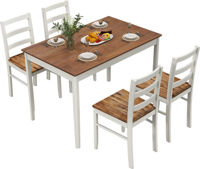 Costway Dining Room Set 5 Piece Wooden with Rectangular Table and 4 Chairs New