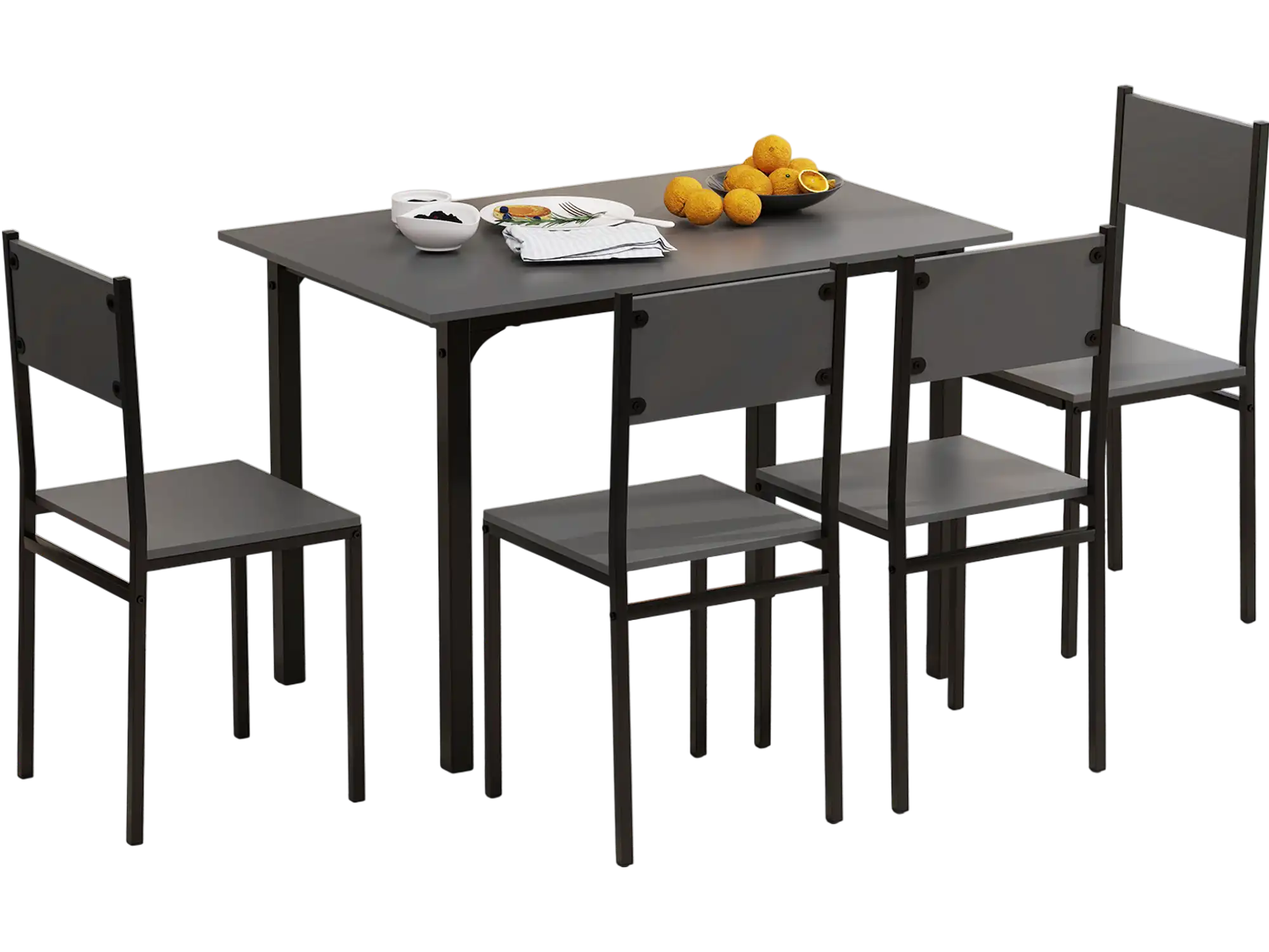 Costway 5 Piece Industrial Dining Table Set for 4 Gray 14625937 New