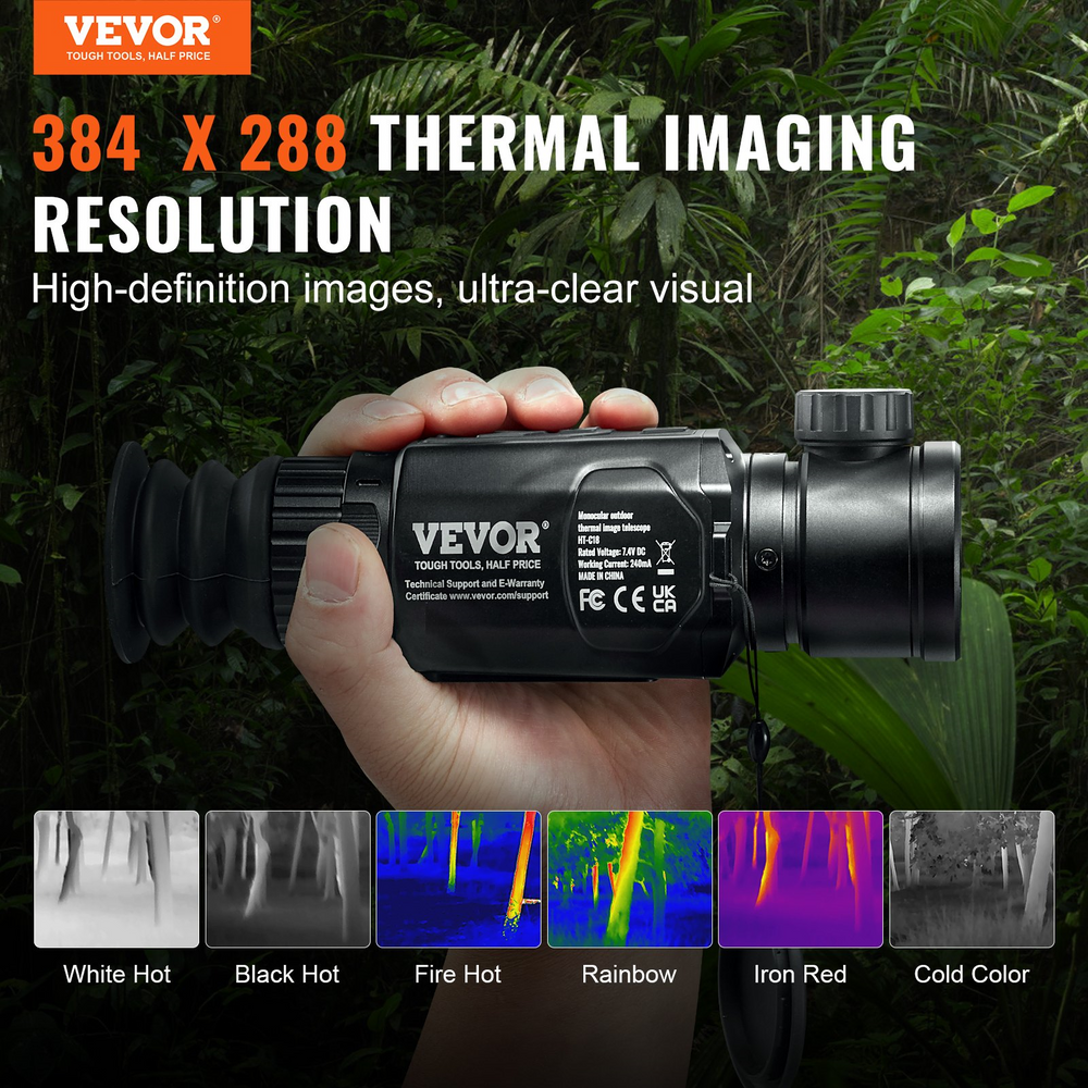Vevor Thermal Monocular Hunting Imaging Telescope 1X-8X Zoom 0.39" OLED Screen New