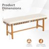 48-inch acacia wood outdoor bench with thick padded seat cushion, designed for comfort and stability, seats 2 people.