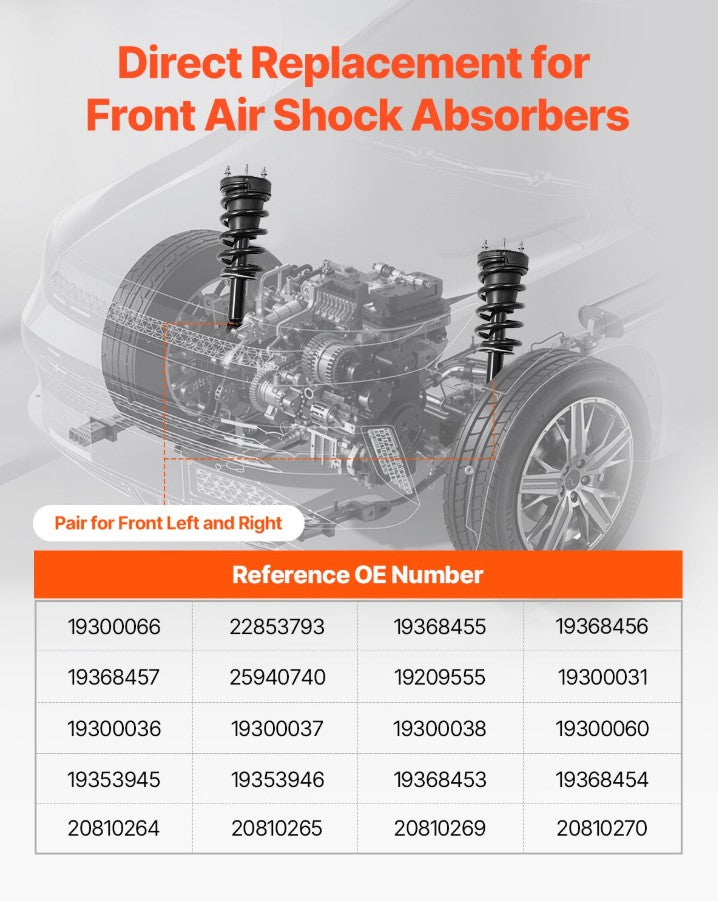 Vevor Front Air Shock Absorber Struts 2 PCS Fits Cadillac Chevrolet GMC 2000–2014 New