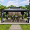 Kozyard Alexander Gazebo 12' x 16' Aluminum Double Roof Hardtop with Gutters New