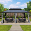 Kozyard Alexander Gazebo 12' x 18' Aluminum Double Roof Hardtop with Gutters New