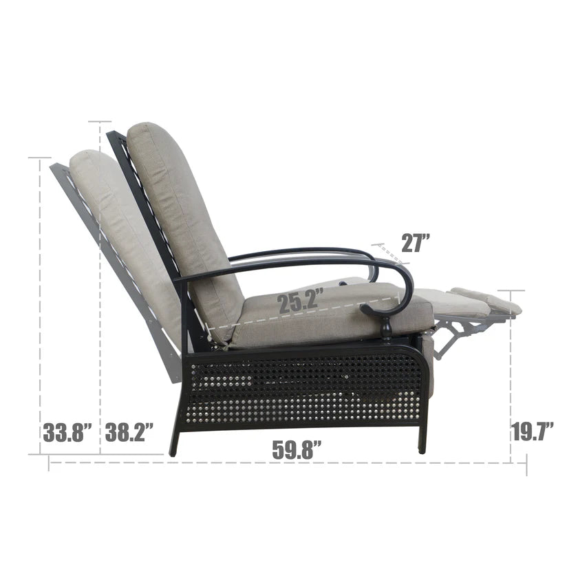 Kozyard Reclining Patio Lounge Chair Adjustable with Extendable Metal Frame New