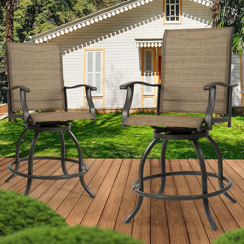 Kozyard Isabella Bar Stools Counter Height Patio Swivel Chairs Bistro Set New