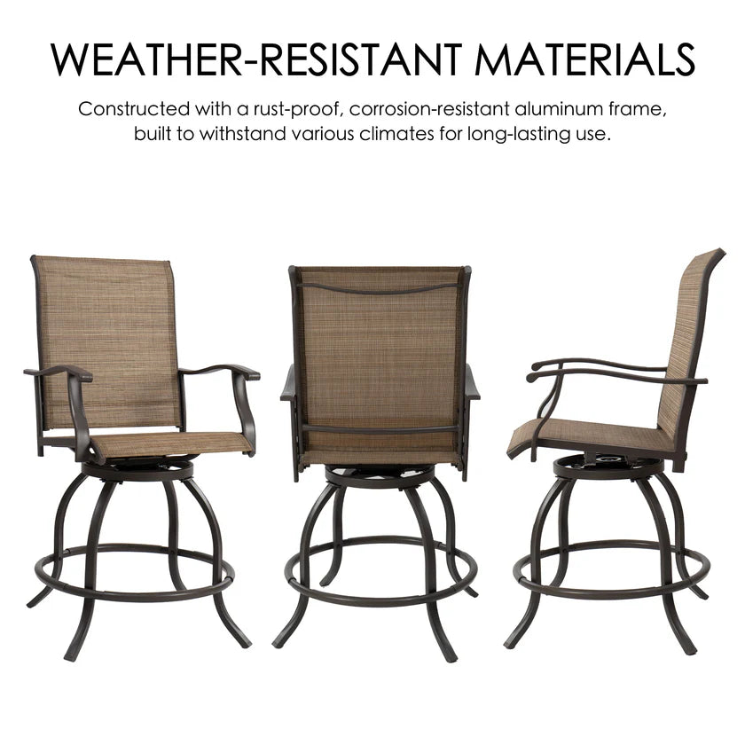 Kozyard Isabella Bar Stools Counter Height Patio Swivel Chairs Bistro Set New