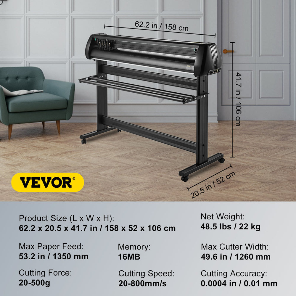 Vevor Vinyl Cutter 53" with Stand Adjustable Speed and Force Plotter SignMaster Software COM/USB Connectivity New