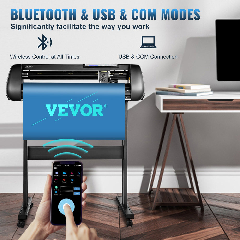 Vevor Vinyl Cutter 34" with Stand Adjustable Speed and Force Plotter SignMaster Software Bluetooth Connection New