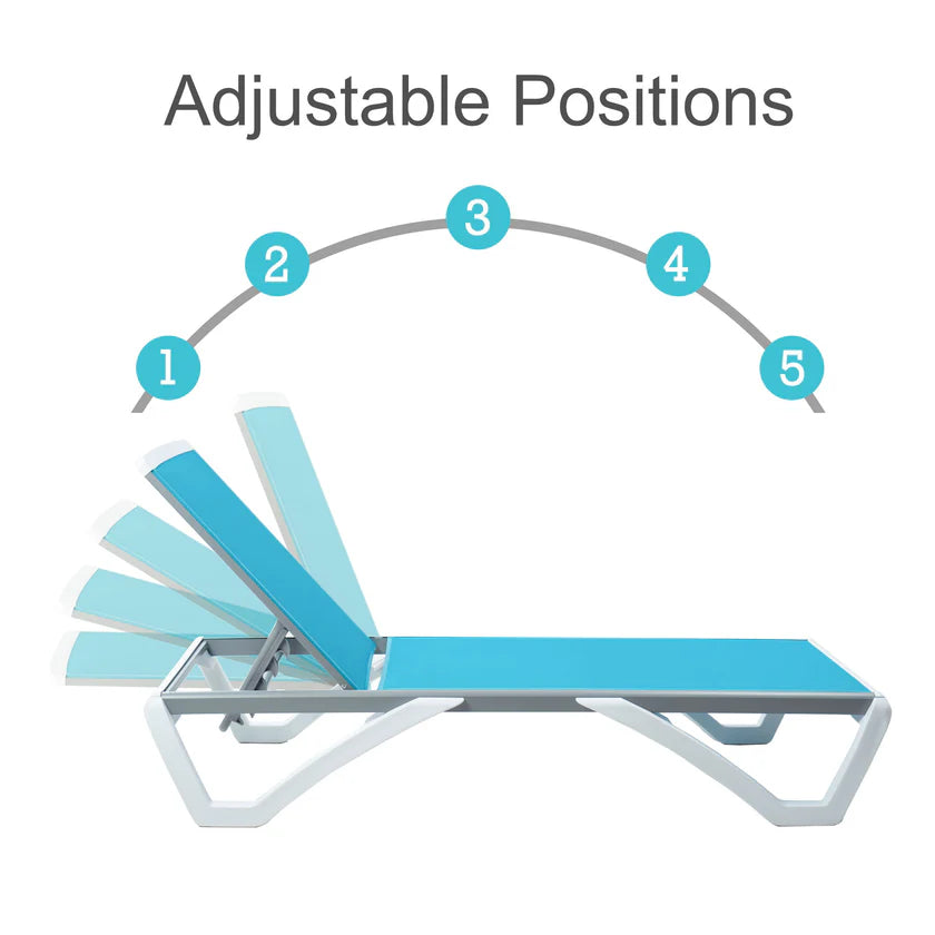 Kozyard Outdoor Chaise Lounge Chair Adjustable Backrest Aluminum Frame New