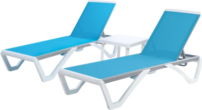 Kozyard Outdoor Chaise Lounge Set Adjustable Backrest with Side Table New