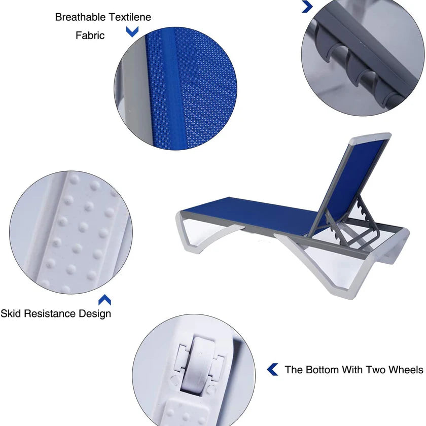 Kozyard Outdoor Chaise Lounge Chair Adjustable Backrest with Side Table New