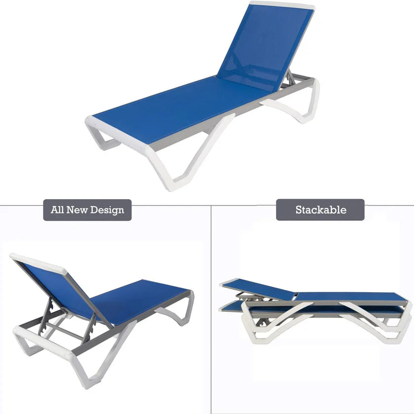 Kozyard Outdoor Chaise Lounge Chair Adjustable Backrest Aluminum Frame New