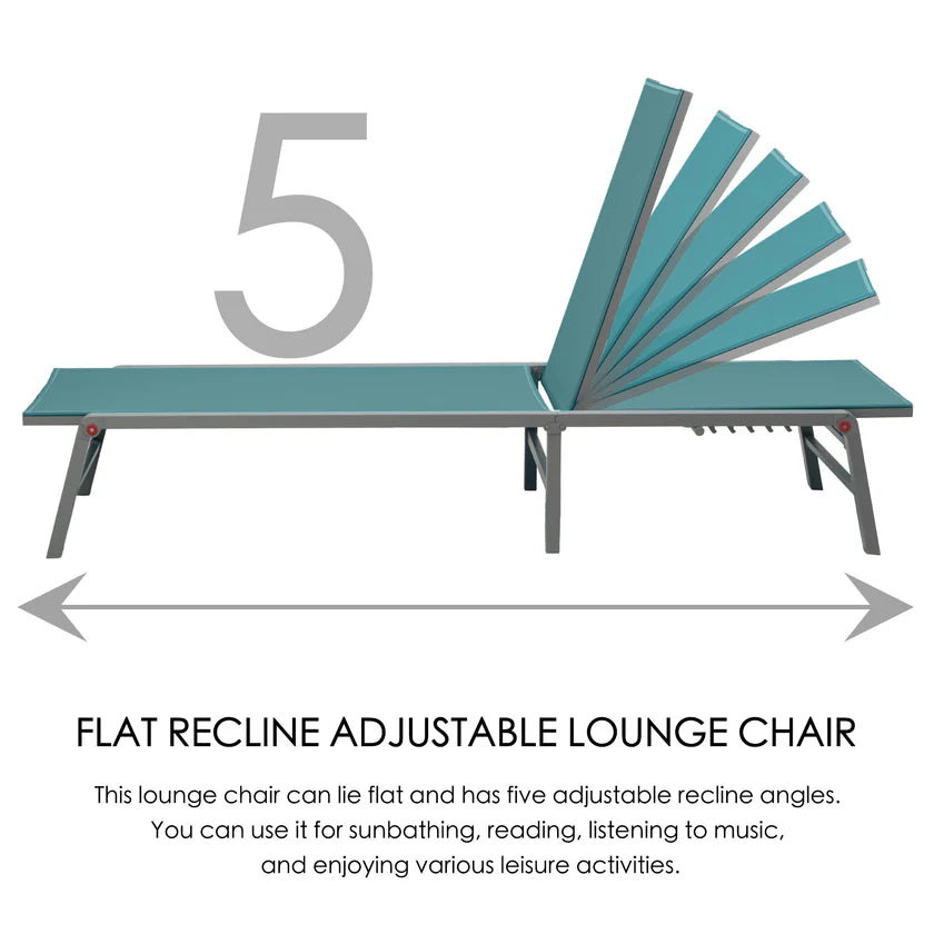 Kozyard Lounge Chair Outdoor Set Foldable with 5-Position Adjustable Backrest New